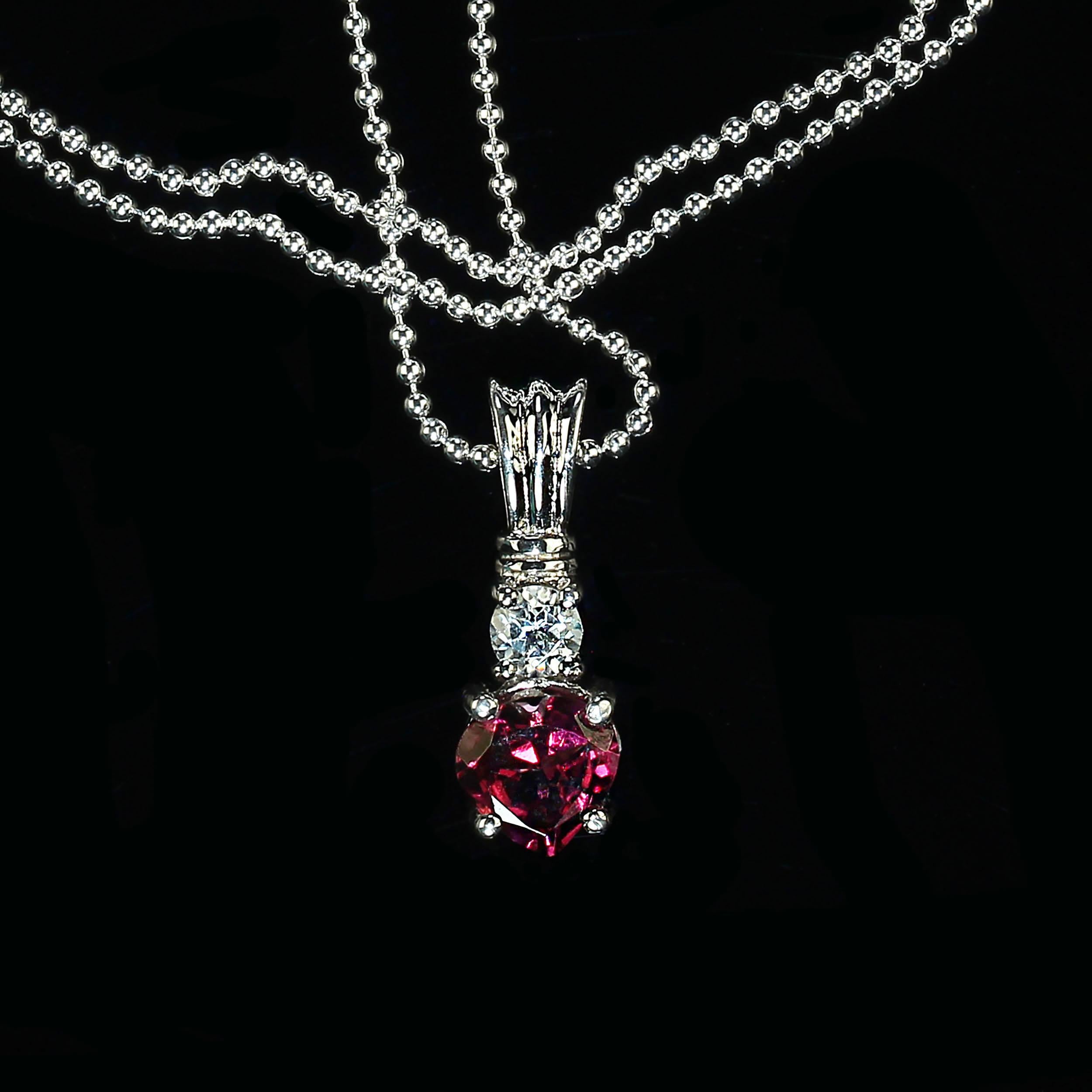 AJD  Garnet and Genuine Zircon Sterling Pendant    Great Gift For Sale 2