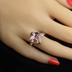AJD Genuine 7.31 Carat Mouthwatering Morganite in Sterling Silver Ring