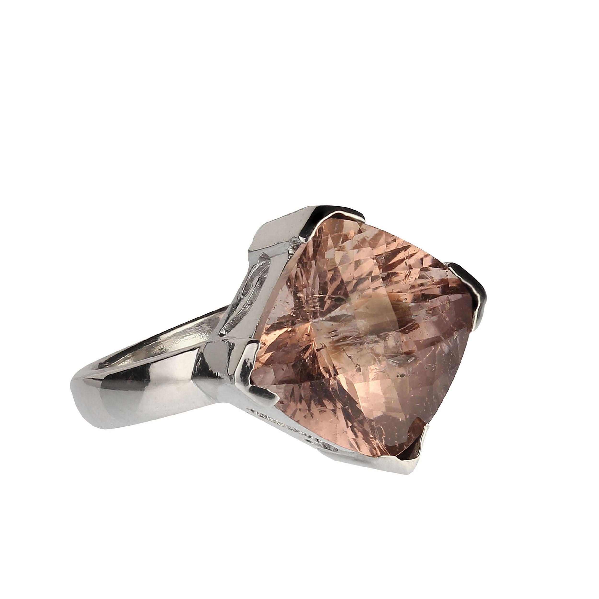 Women's or Men's AJD Genuine 7.31 Carat Mouthwatering Morganite in Sterling Silver Ring For Sale