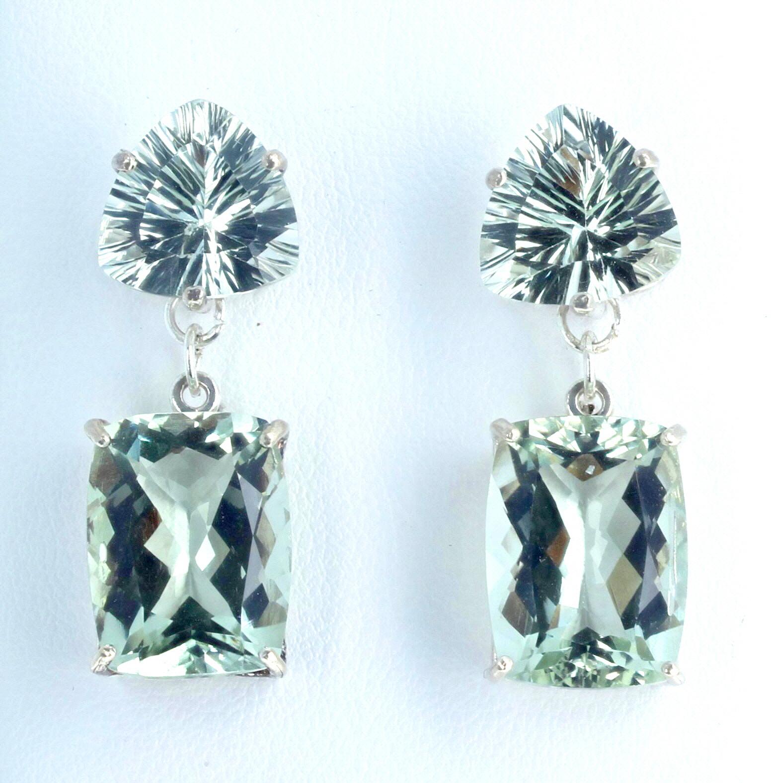 AJD Glorious Glittering Brilliant Natural Praziolite Stud Earrings In New Condition For Sale In Raleigh, NC