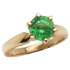 18 Karat Gold Ring mit glitzerndem grünem Tsavorit Solitär von JD