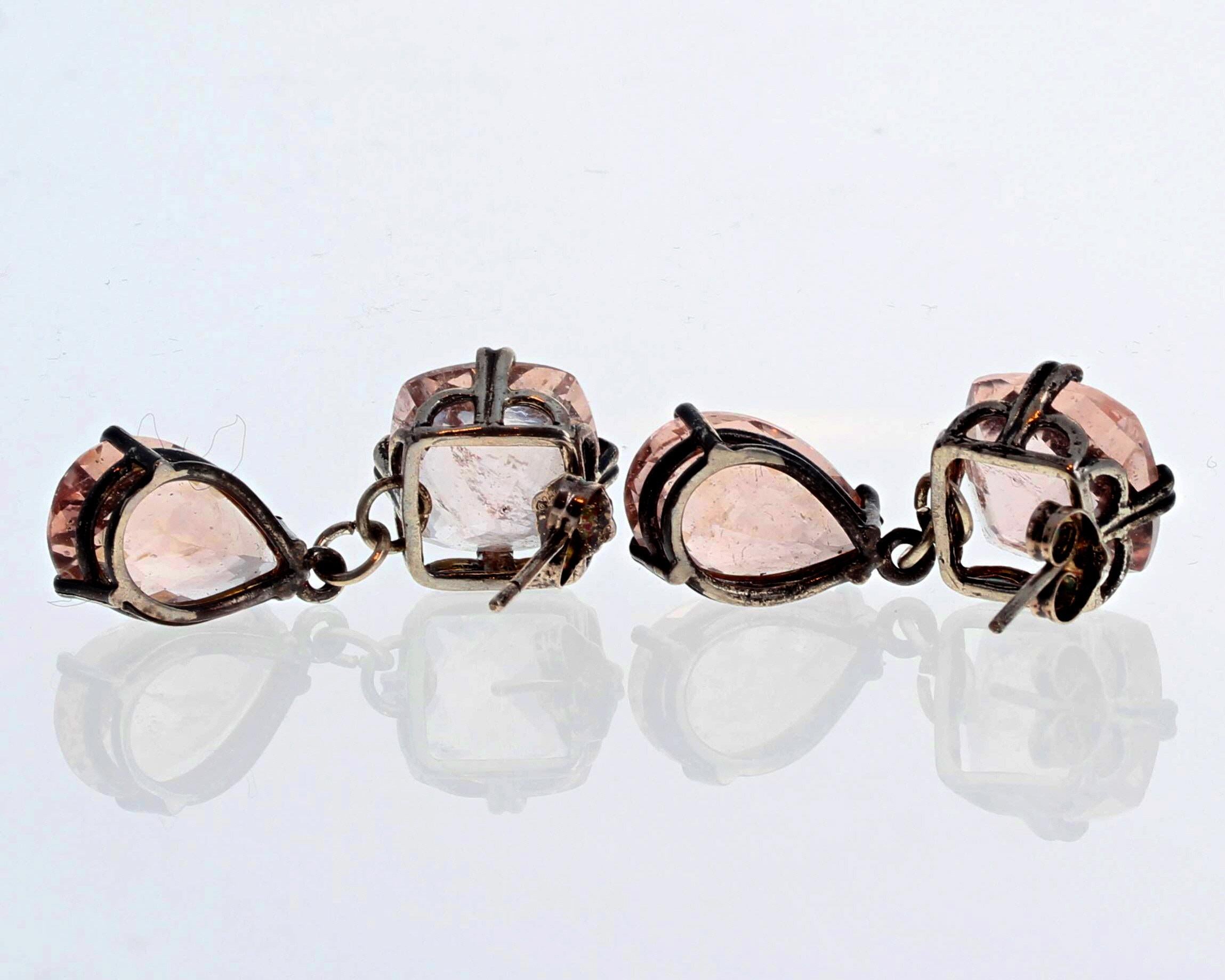 AJD Glittering Natural Pink Morganite Stud Earrings In New Condition For Sale In Raleigh, NC