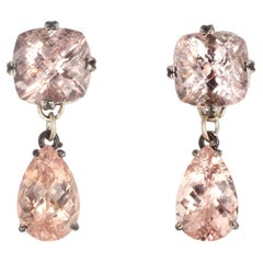 AJD Orecchini con perno in morganite rosa naturale scintillante