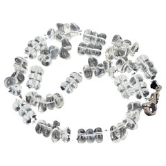 Halskette, AJD Glitzernder silberner weißer Quarz & schwarzer Spinell Diamantverschluss 16,5" Halskette