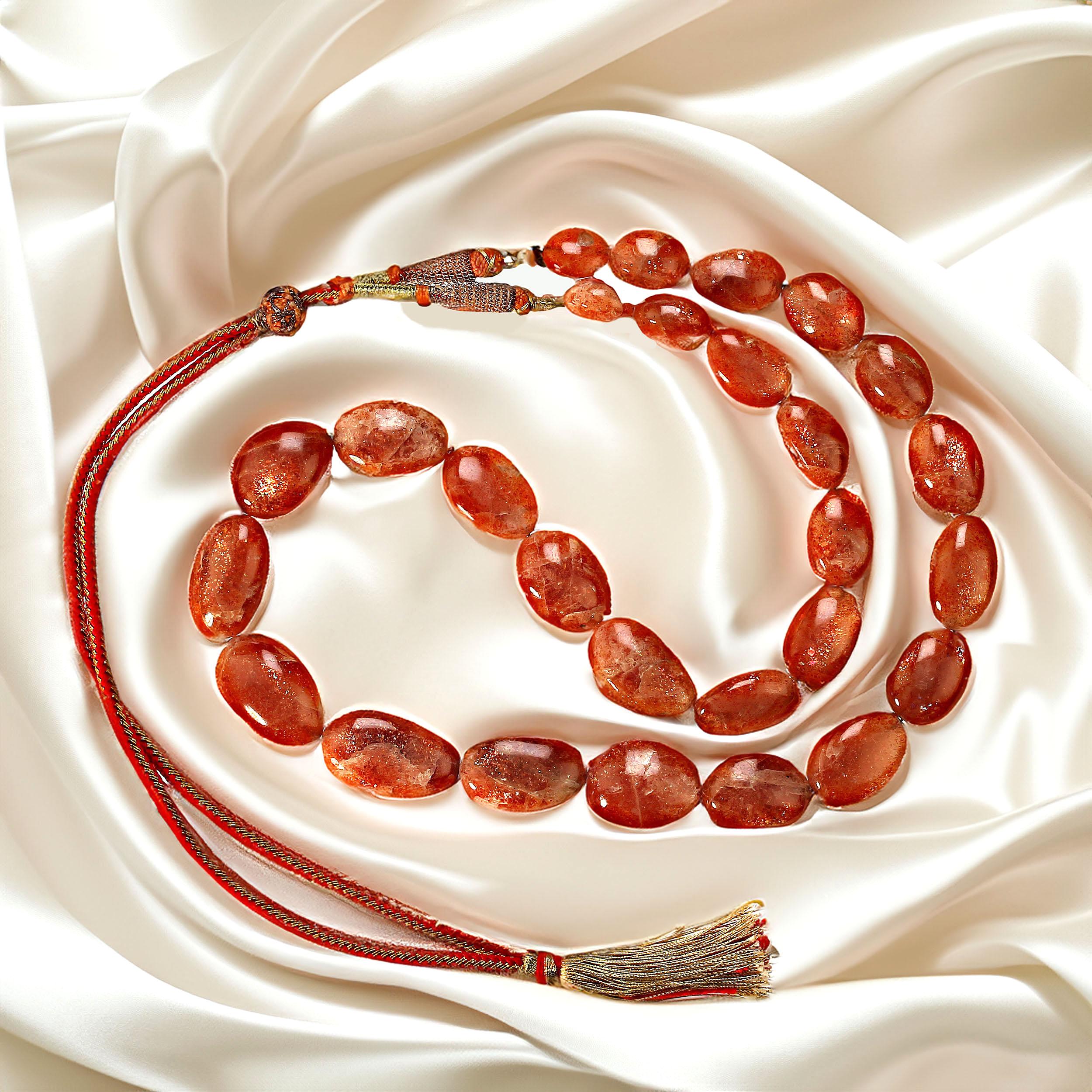 Artisan AJD Glorious Graduated 21-inch African Sunstone Necklace    Perfect Gift! For Sale