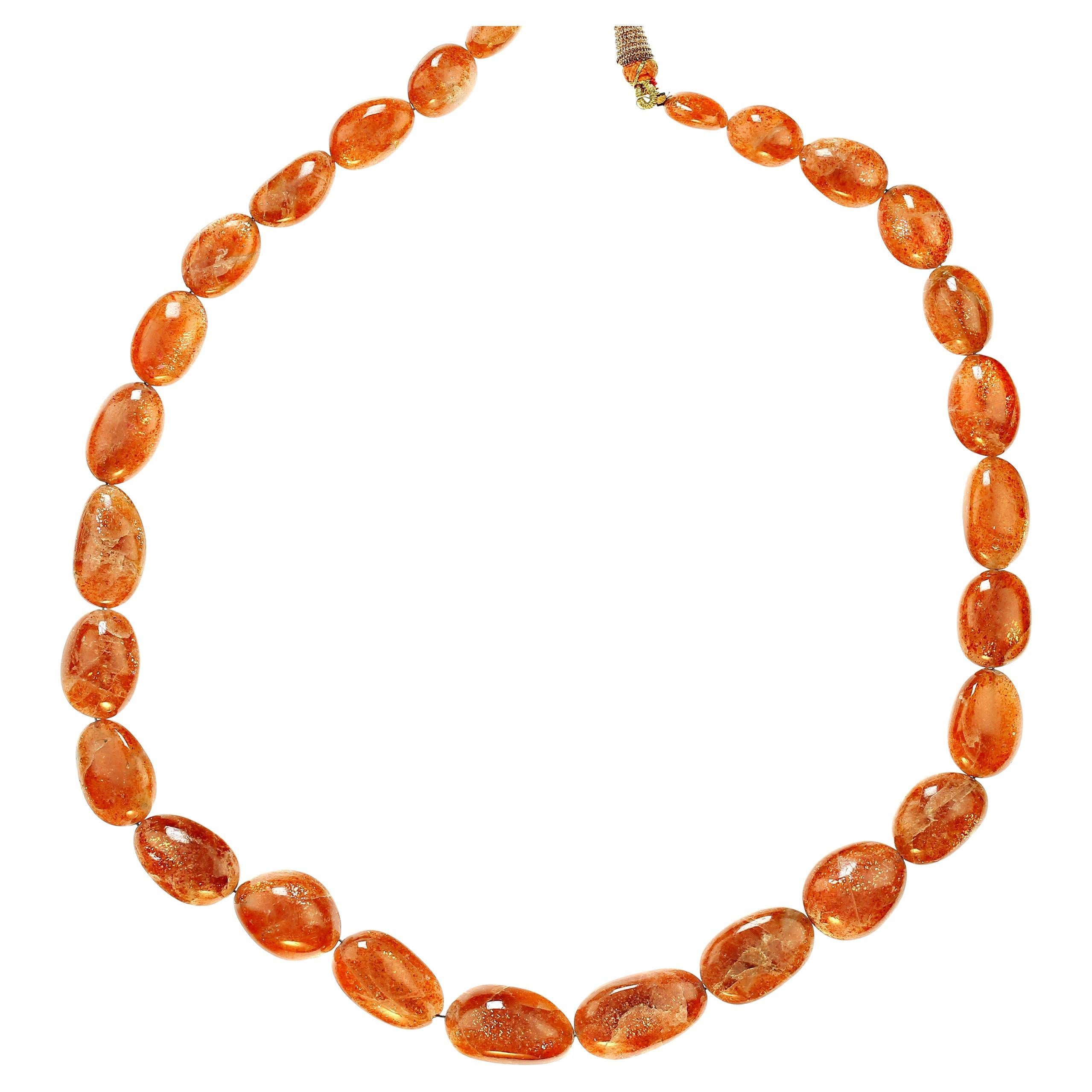 Bead AJD Glorious Graduated 21-inch African Sunstone Necklace    Perfect Gift! For Sale