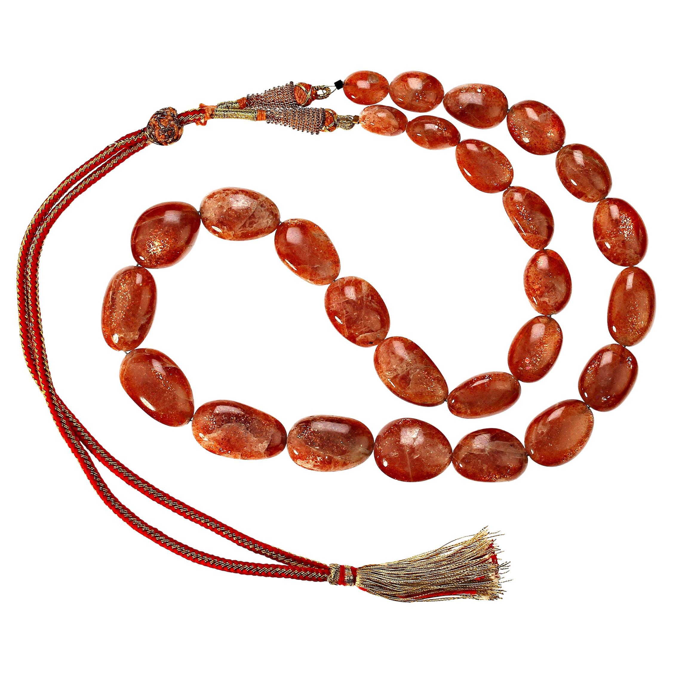 AJD Glorious Graduated 21-inch African Sunstone Necklace    Perfect Gift! In New Condition For Sale In Raleigh, NC