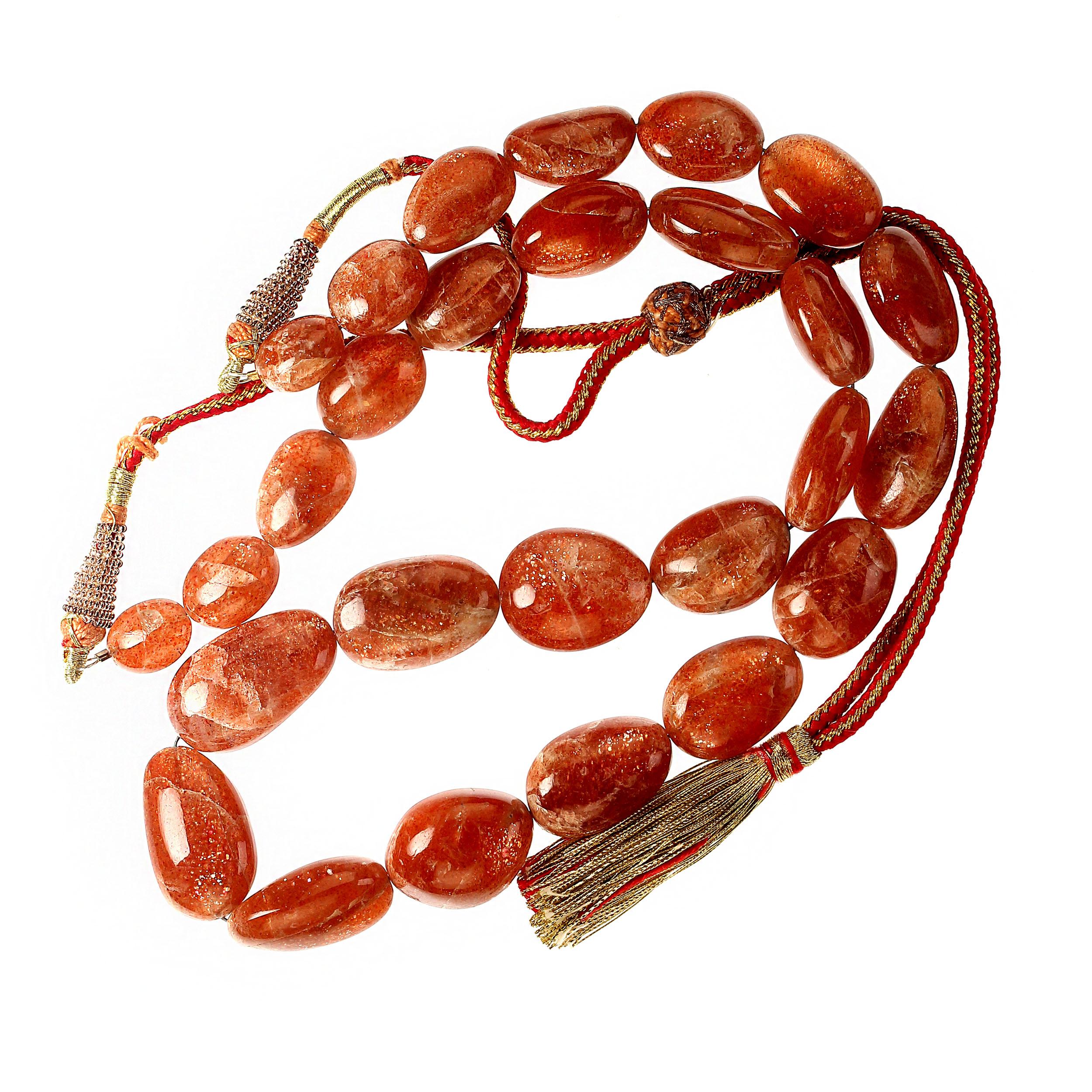 AJD Glorious Graduated 21-inch African Sunstone Necklace    Perfect Gift! For Sale 1