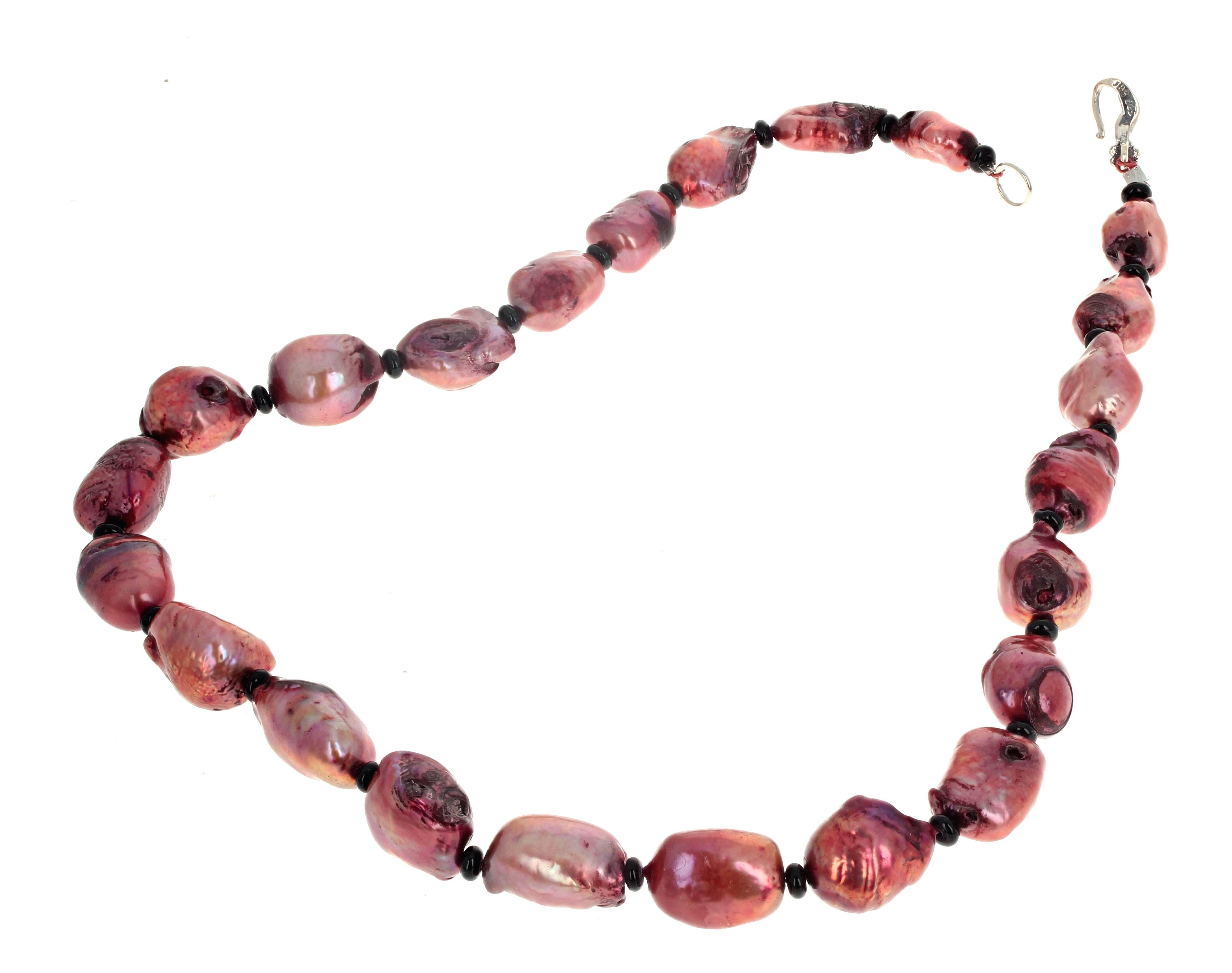 Women's or Men's AJD Very Rare Glowing Coppery Pink Cultured Pearl Necklace For Sale