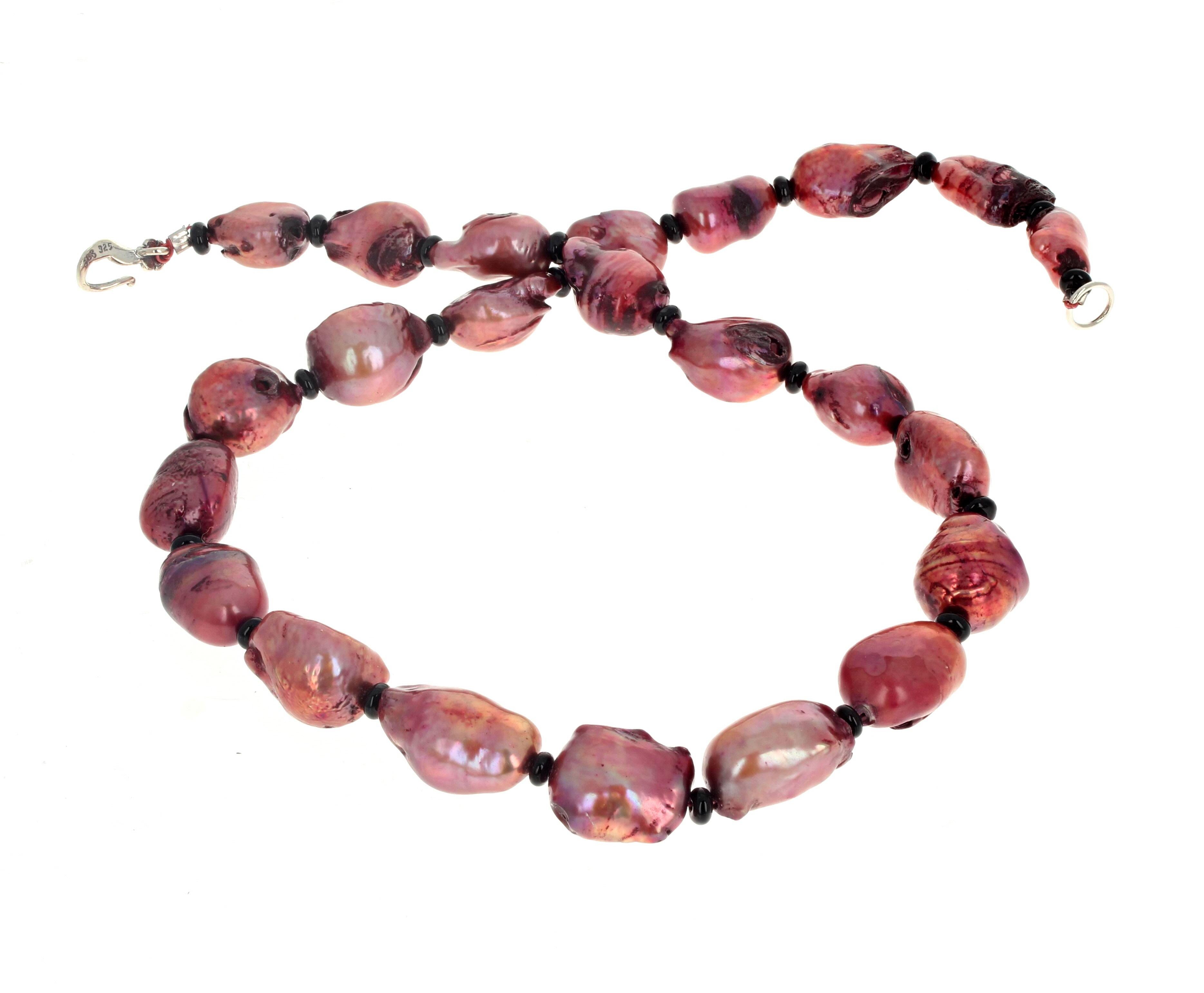 AJD Very Rare Glowing Coppery Pink Cultured Pearl Necklace For Sale 1