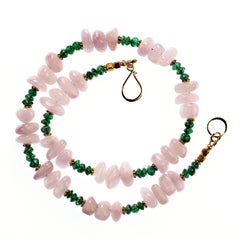 AJD Glowing Kunzite and Aventurine Necklace for Summer Fun