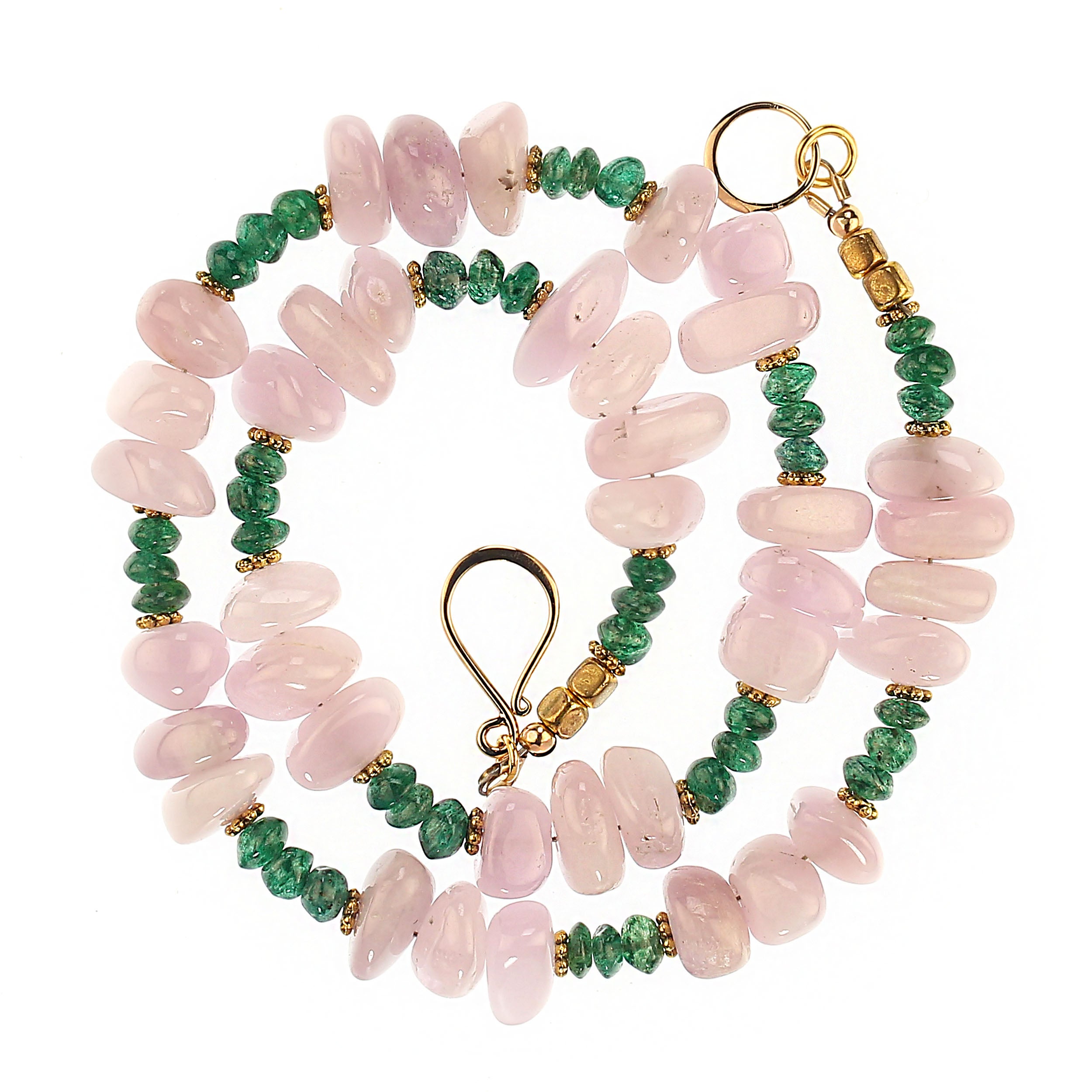 Collar AJD de Kunzita Brillante y Aventurina para la Diversión del Verano