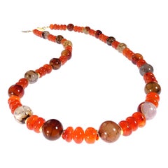 AJD Glowing Orange Carnelian and Spiderweb Jasper 26 Inch Necklace