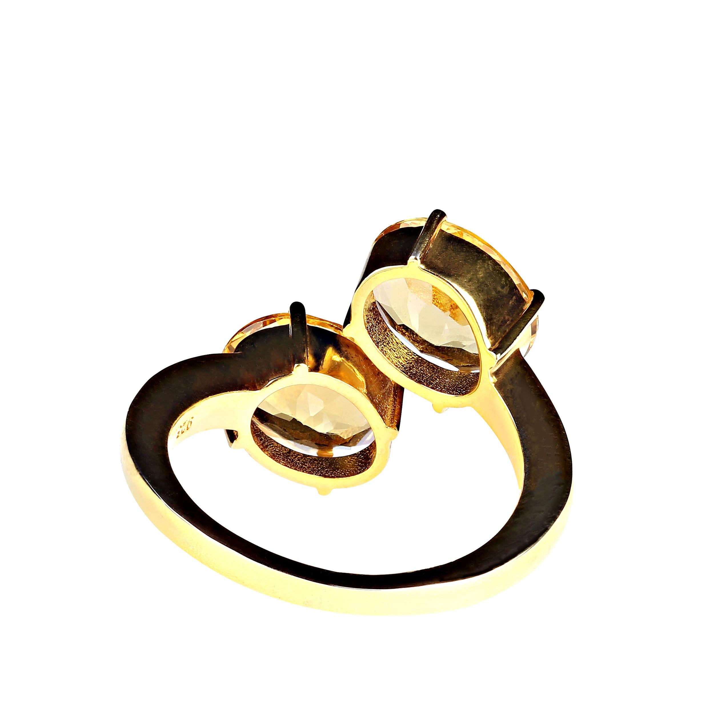 Women's or Men's AJD Golden Beryl Bypass Ring in Gold Rhodium over Sterling Silver For Sale