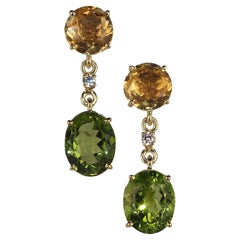 AJD Pendientes colgantes de citrino dorado y peridoto verde brillante