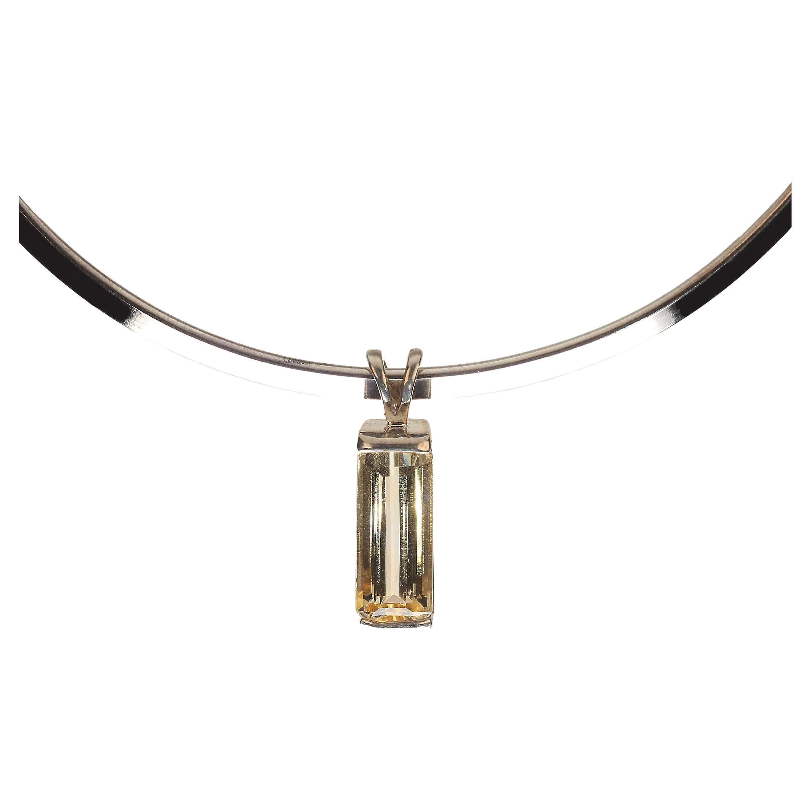 Artisan AJD Golden Citrine in Sterling Silver Pendant with Collar For Sale