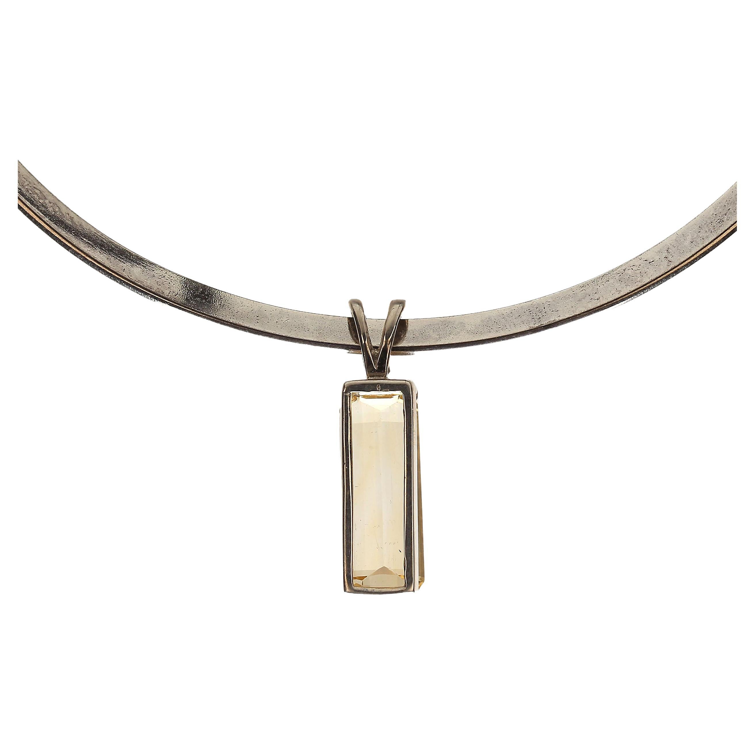 AJD Golden Citrine in Sterling Silver Pendant with Collar