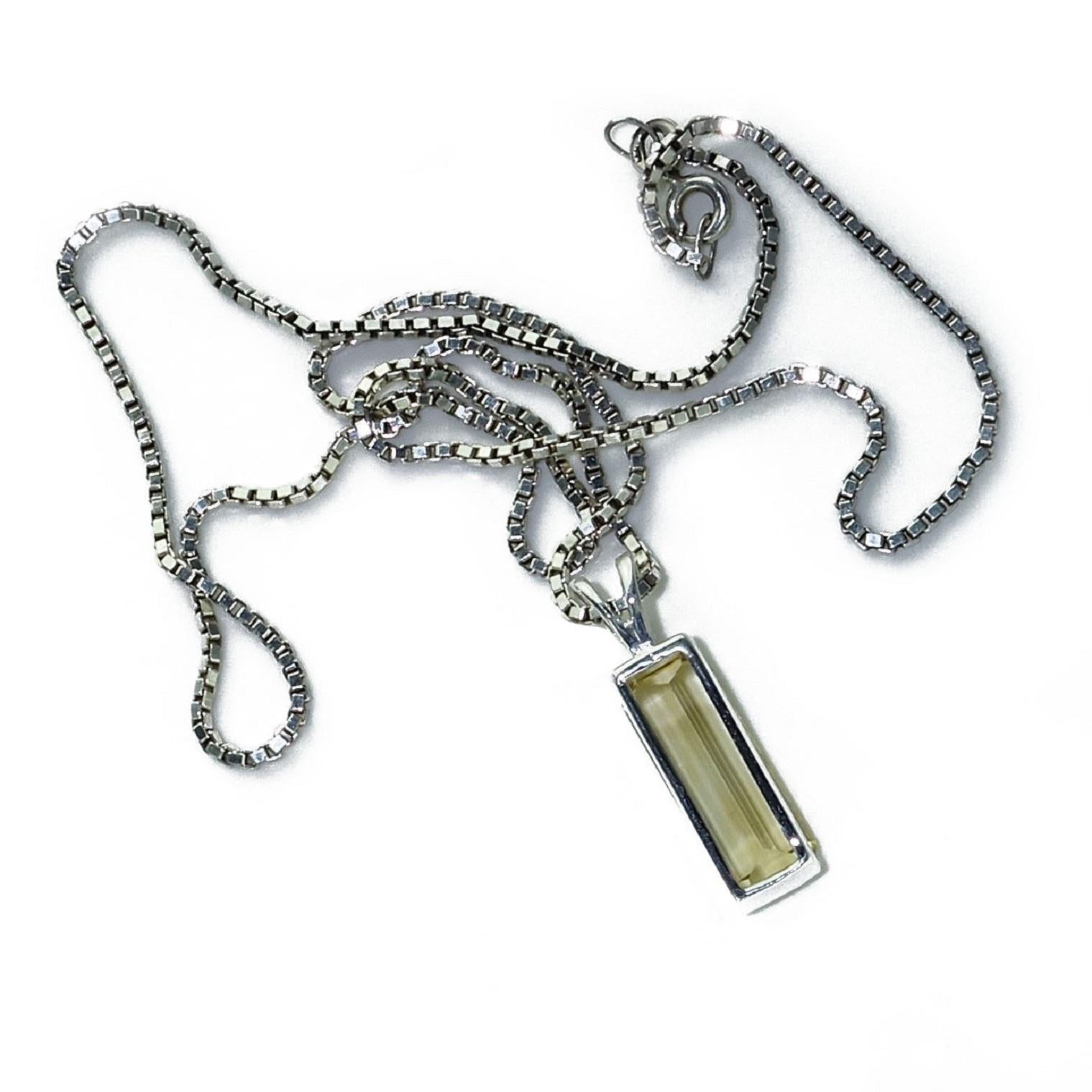 AJD Golden Citrine in Sterling Silver Pendant with Collar For Sale 2