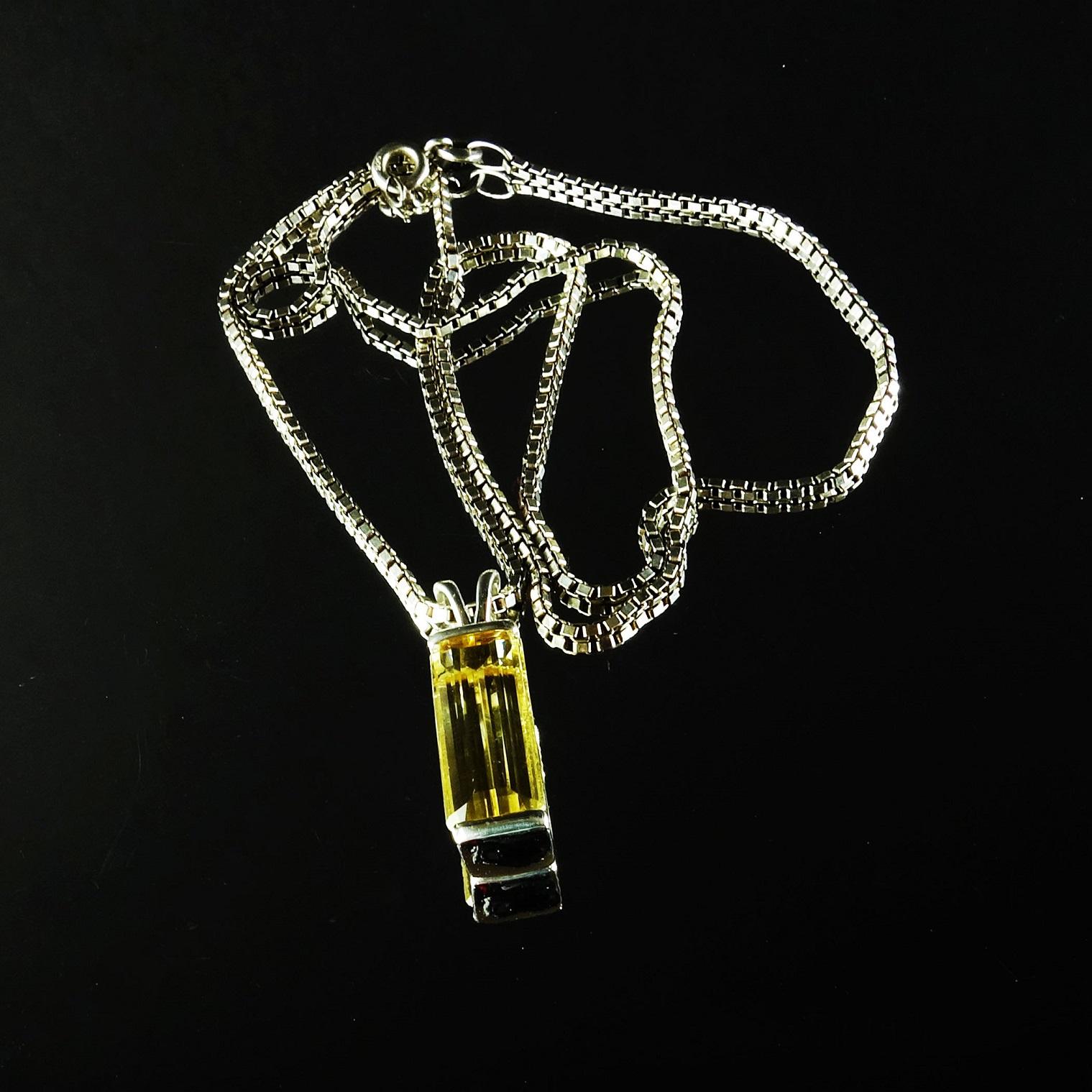 AJD Golden Citrine in Sterling Silver Pendant with Collar For Sale 3