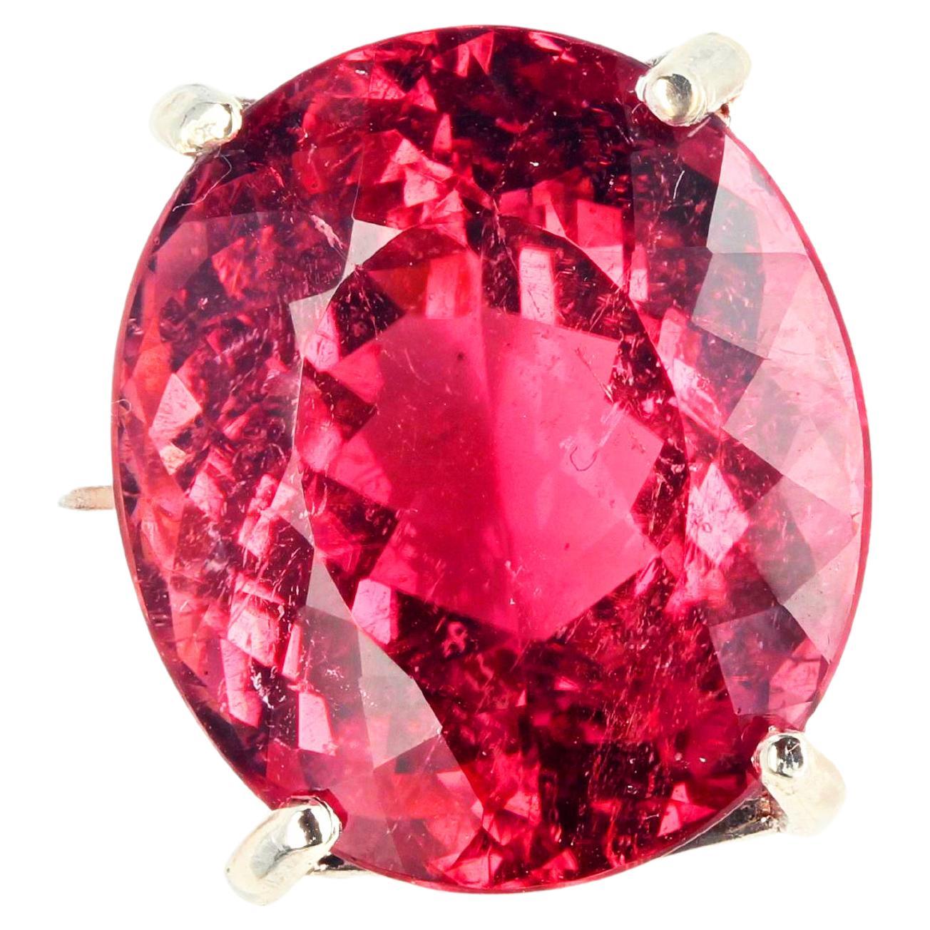 AJD SPLENDIDO anello con tormalina ovale solitario rosa da 17,22 carati A. Silver