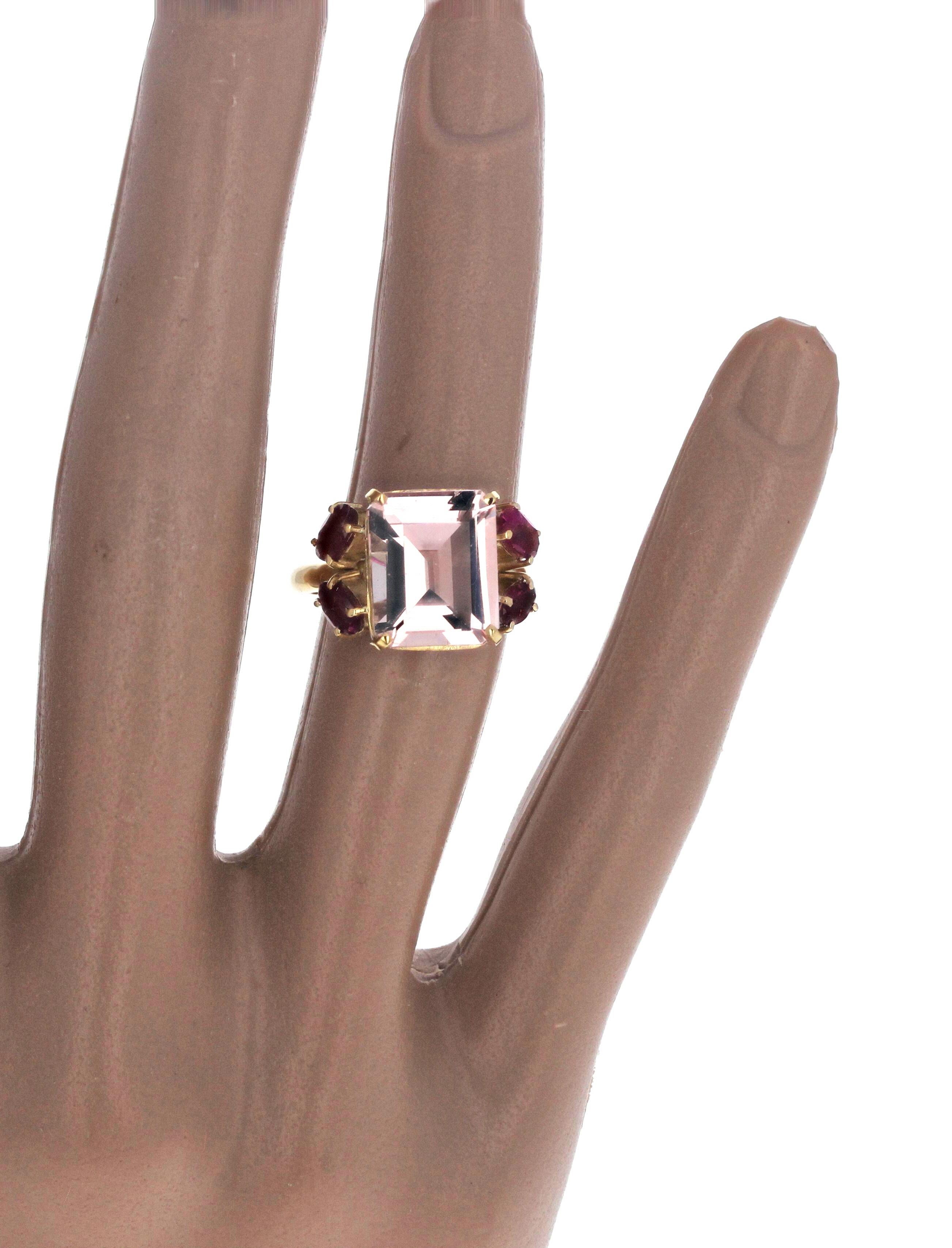 AJD GORGEOUS 4.5Ct Pink Morganite & Pink Tourmaline 18Kt Yellow Gold Ring For Sale 2