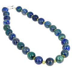 Halskette mit wunderschönem, elegantem natürlichem Azurit Malachit & Peridot von JD