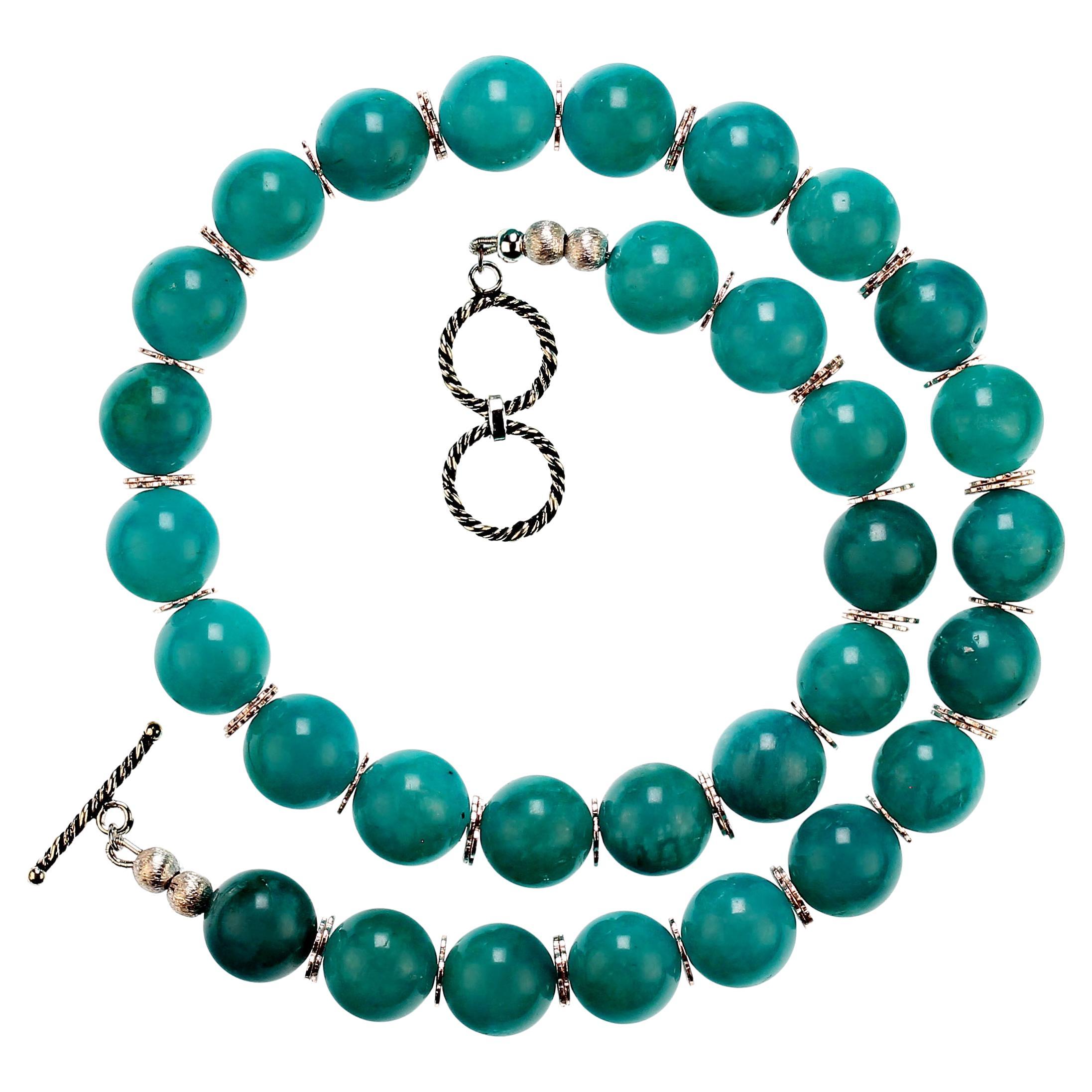 Artisan AJD Gorgeous glowing green 20-inch Amazonite necklace  Great Gift! For Sale