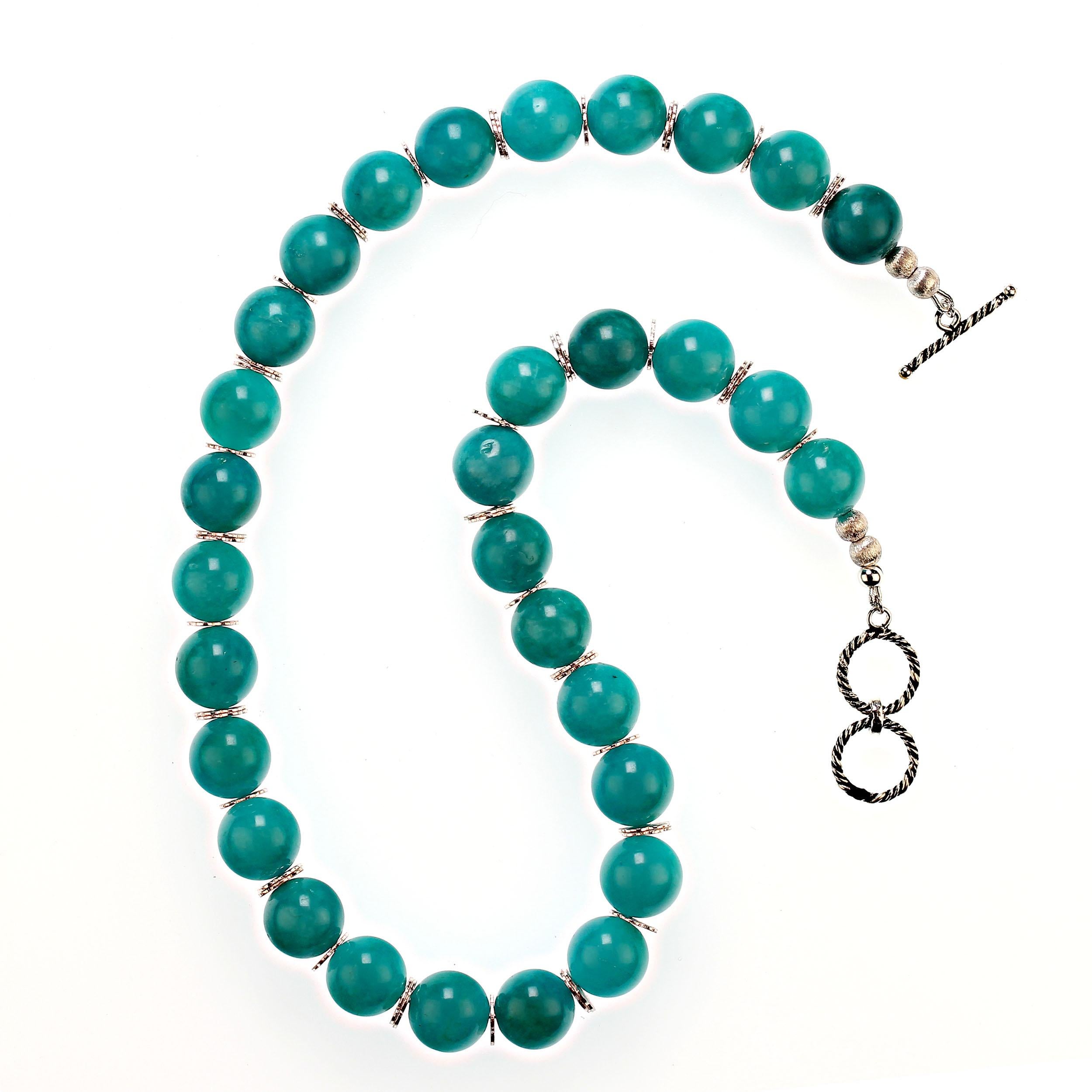 AJD Splendida collana di amazzonite verde brillante da 20 pollici  Un grande regalo! in vendita 1