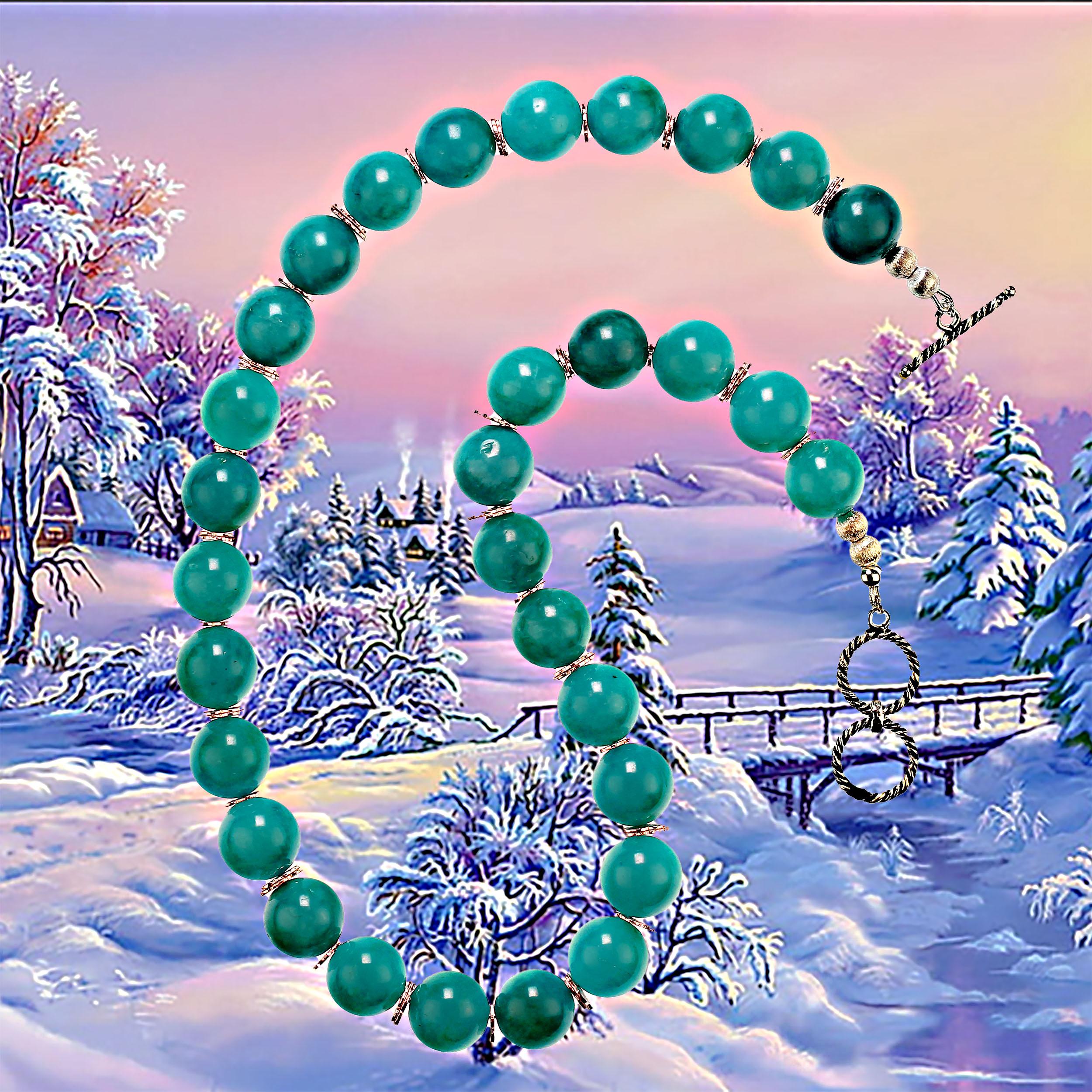 AJD Splendida collana di amazzonite verde brillante da 20 pollici  Un grande regalo! in vendita 3