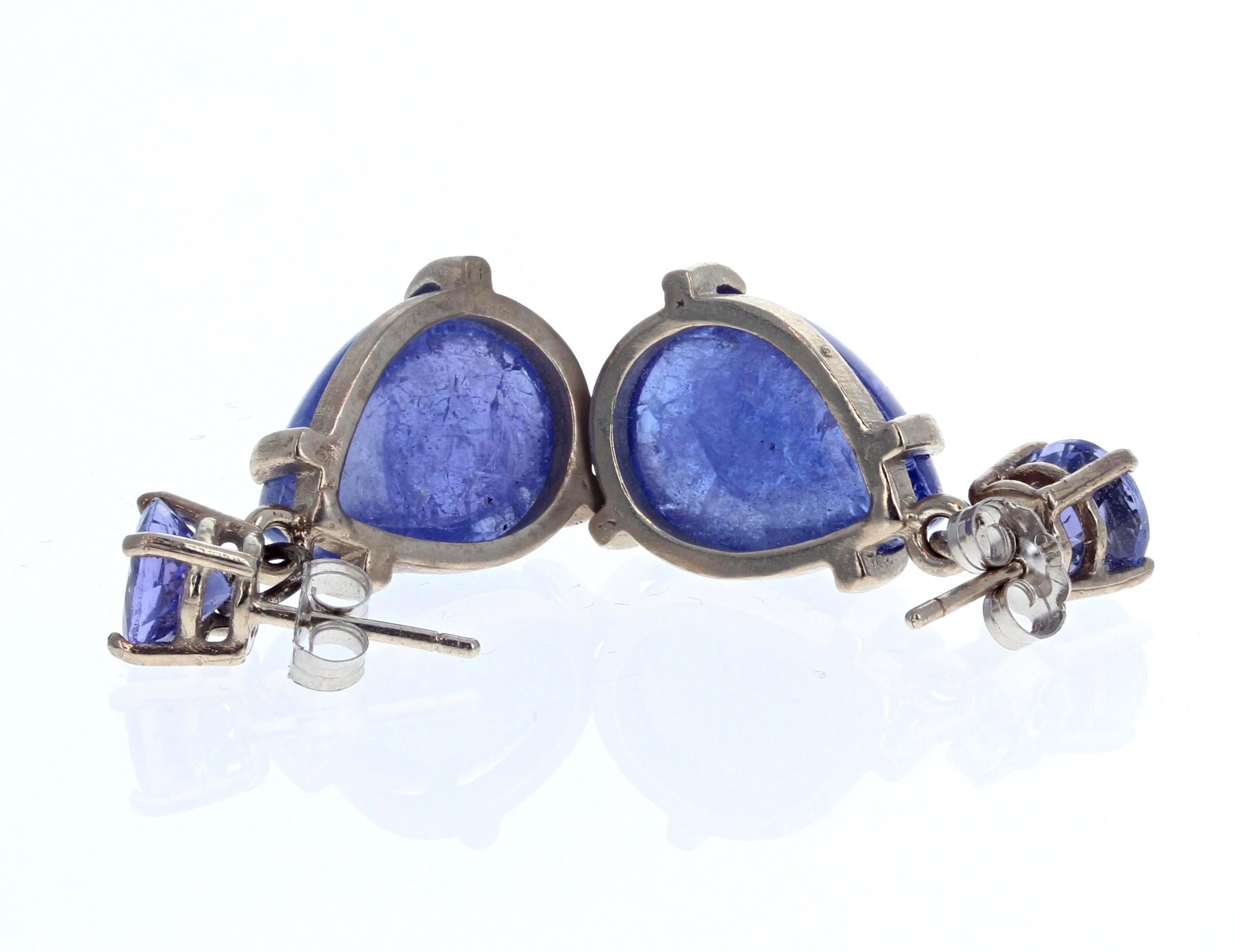 AJD Gorgeous Natural Blue Tanzanite Gems & Cabochons Stud Earrings In New Condition For Sale In Raleigh, NC