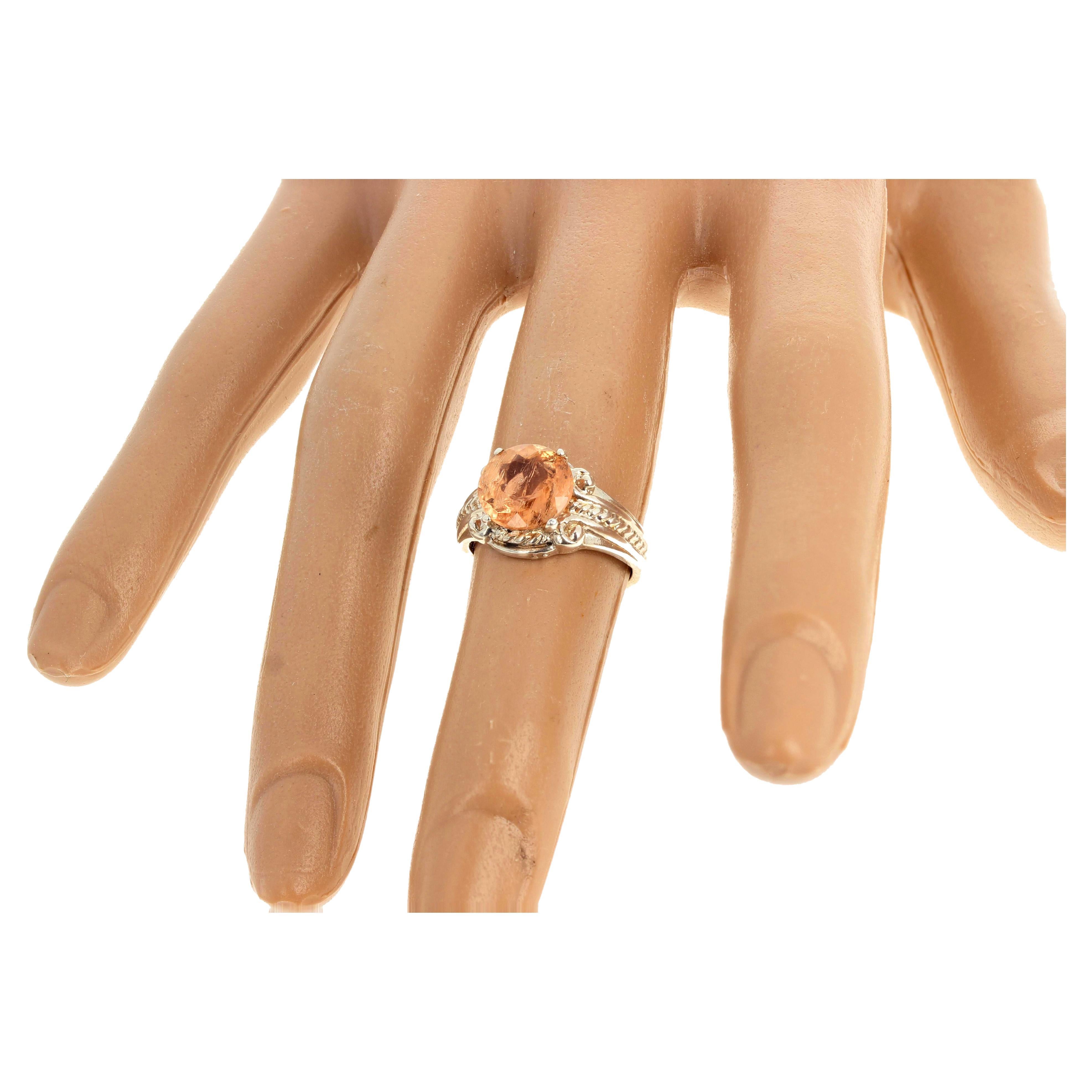 AJD, magnifique bague en argent pailleté avec topaze impériale brésilienne de 2,5 carats Neuf - En vente à Raleigh, NC