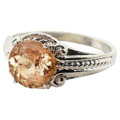 AJD GORGEOUS RARE Brazilian Imperial Topaz Glittering Silver 2.5 Carat Ring