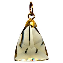 AJD Green Gold Quartz Triangular Pendant    Gift Idea!