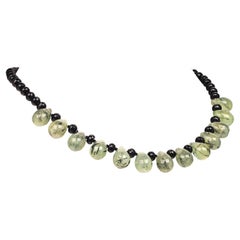 AJD Green Prehnite and Black Onyx Necklace