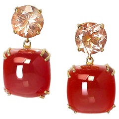 AJD  'Happy Time' Comfortable Carnelian and Sunstone Earrings