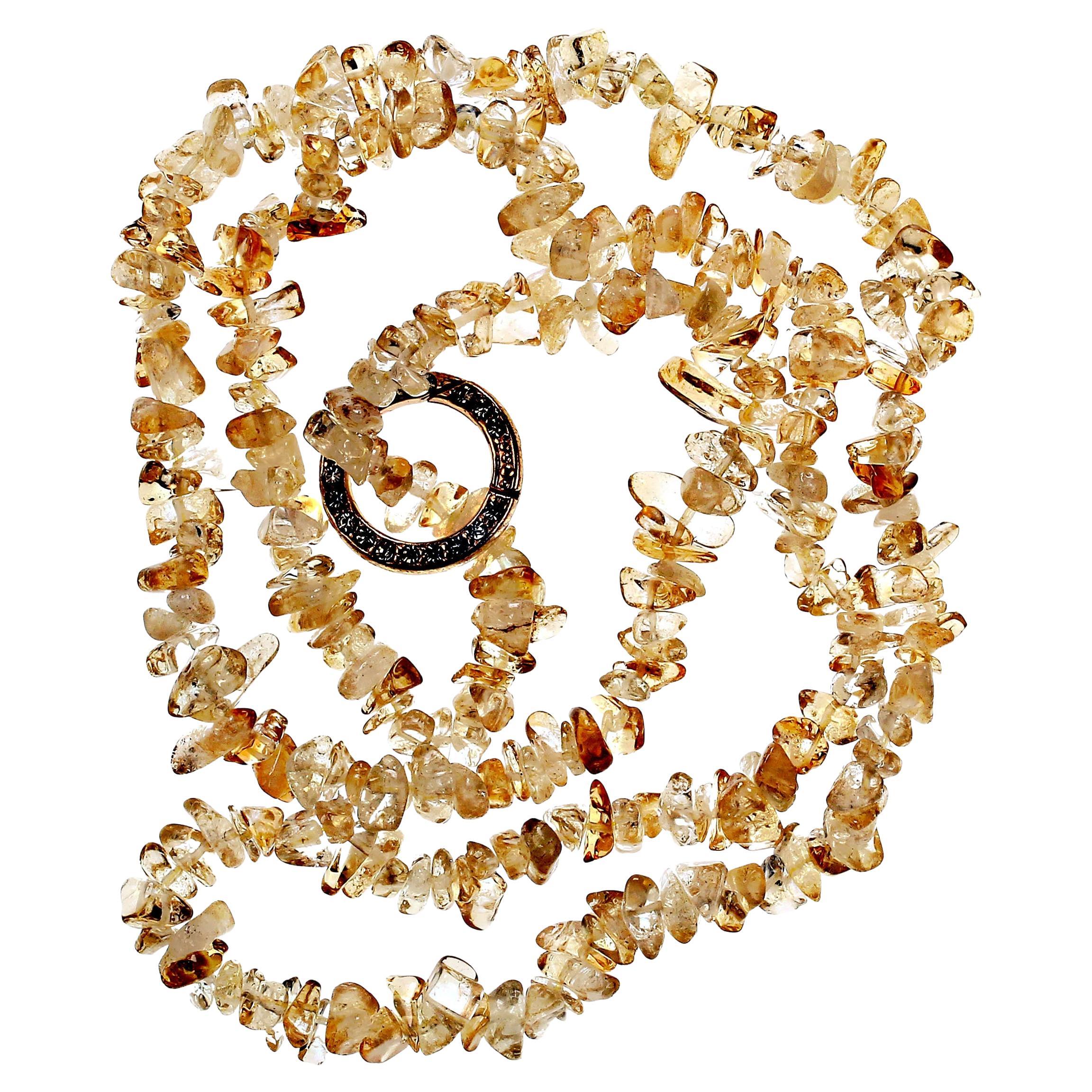  AJD Highly Polished Citrine Chip Infinity Necklace For Sale