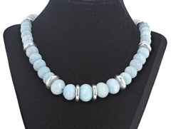 AJD Highly Polished Natural Real Aquamarine Rocks 17" Necklace