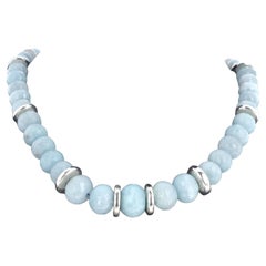 AJD Highly Polished Natural Aquamarine Rocks 17" Necklace
