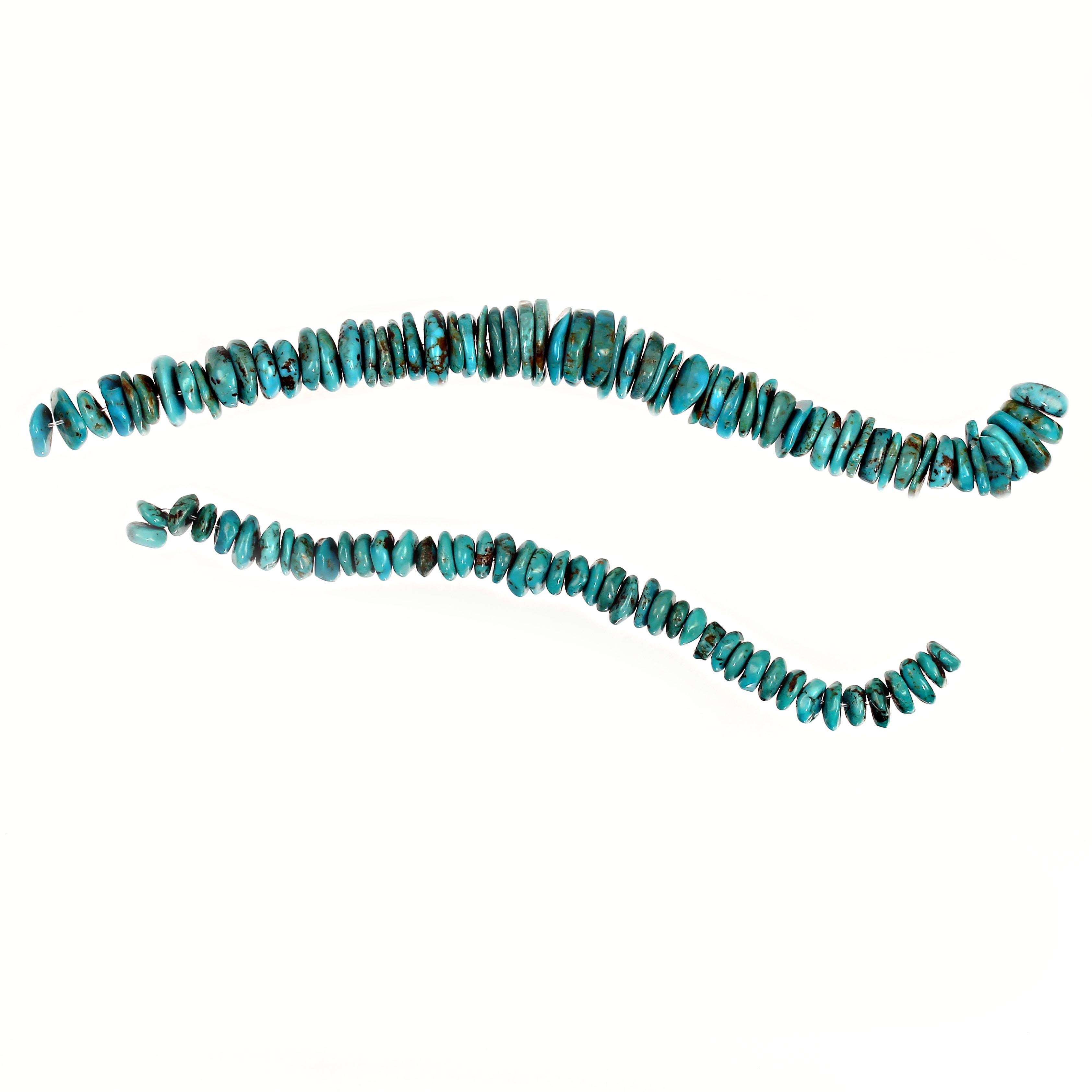 12 Inches of Hubei turquoise slices for jewelry.