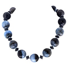 Enorme Dramático Hermosas Ágatas Reales y Azuritas Reales Más Pequeñas Collar de 19
