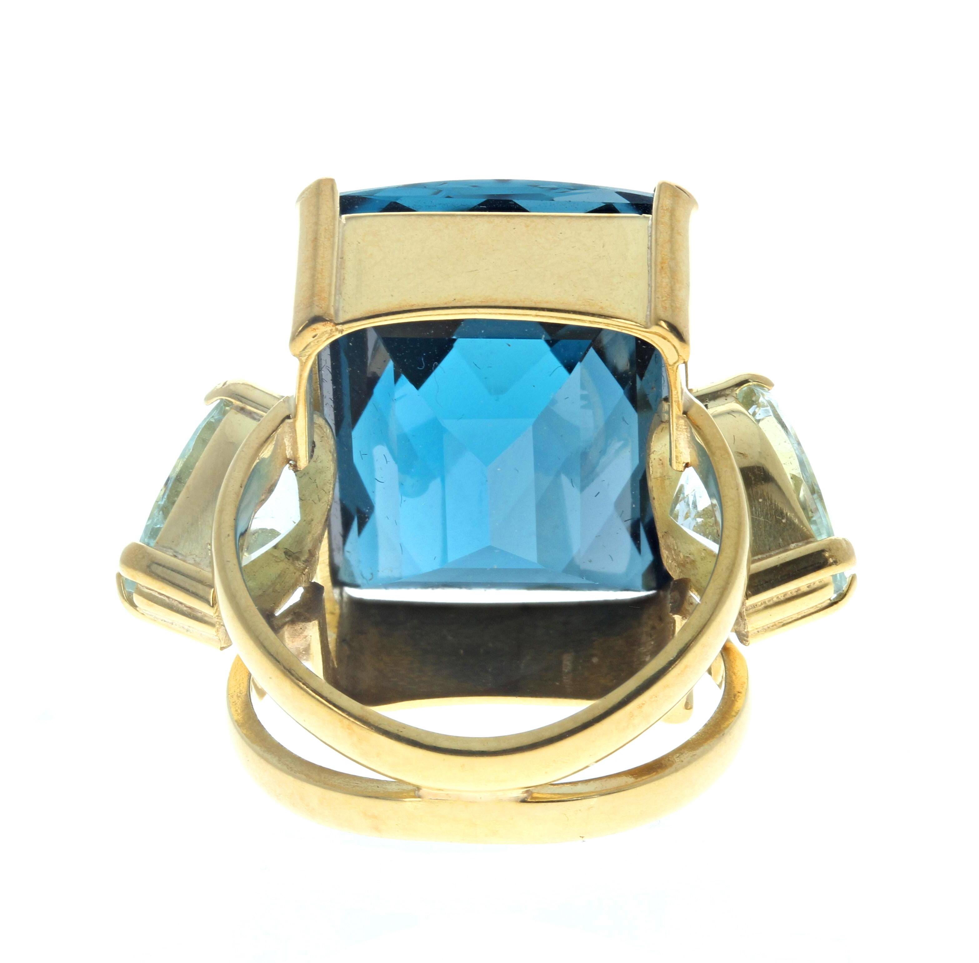 Mixed Cut AJD Glittering Gloriously London Blue Topaz & Brilliant Natural Aquamarines Ring For Sale