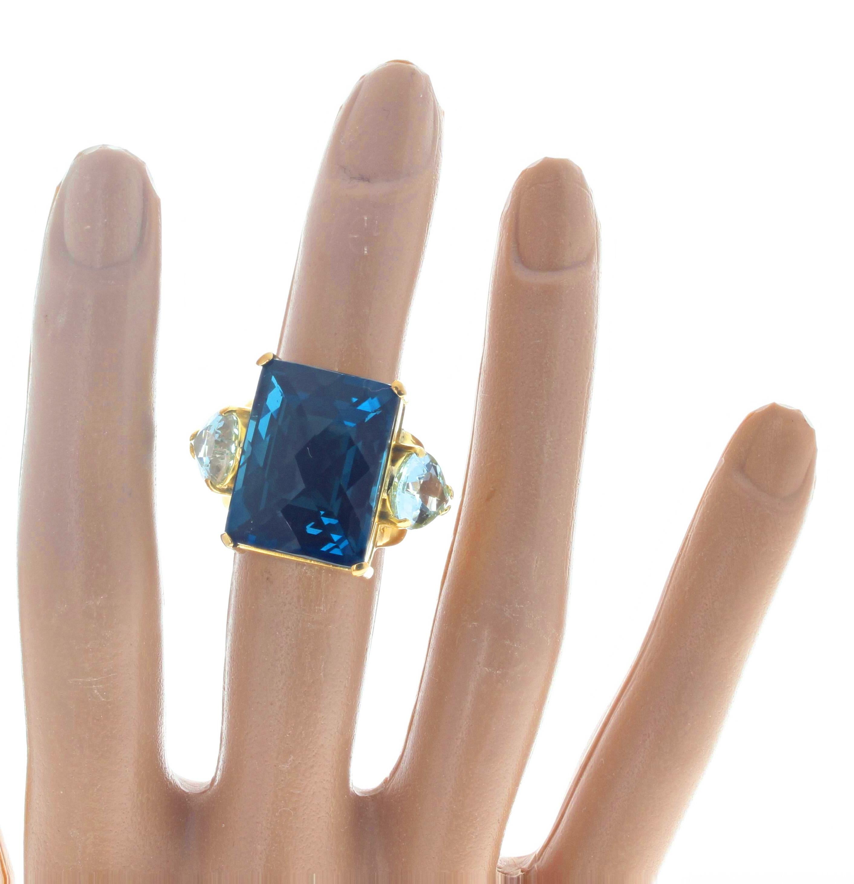AJD Glittering Gloriously London Blue Topaz & Brilliant Natural Aquamarines Ring In New Condition For Sale In Raleigh, NC