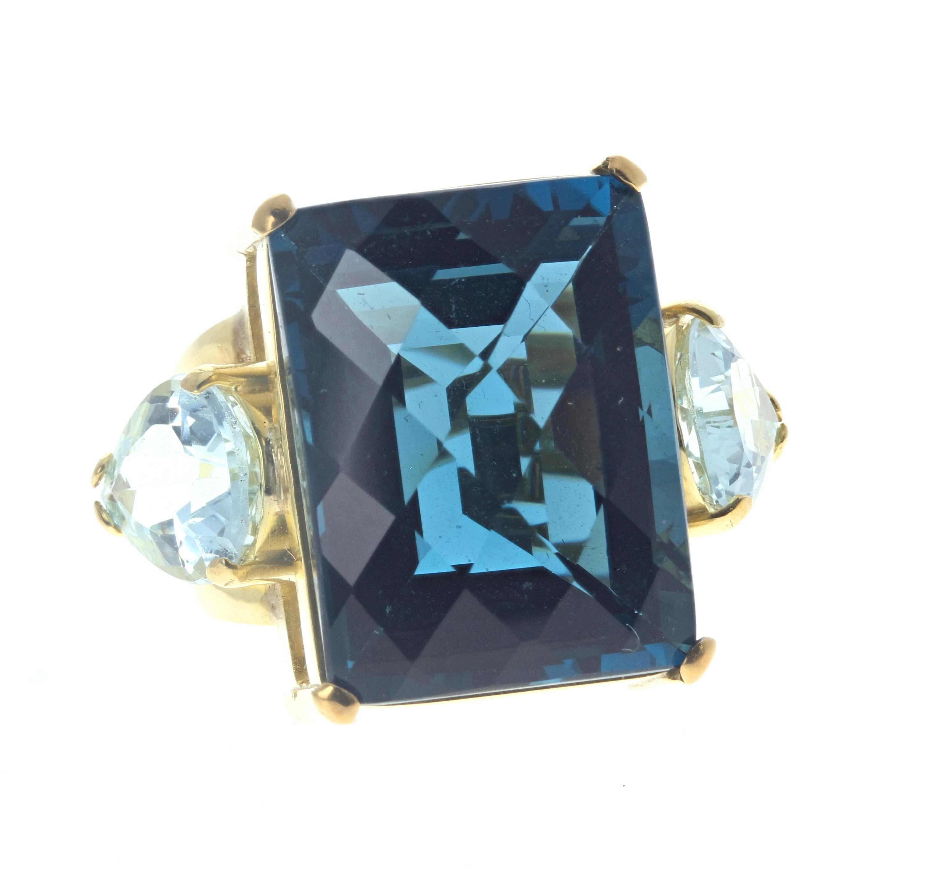AJD Glittering Gloriously London Blue Topaz & Brilliant Natural Aquamarines Ring For Sale 1