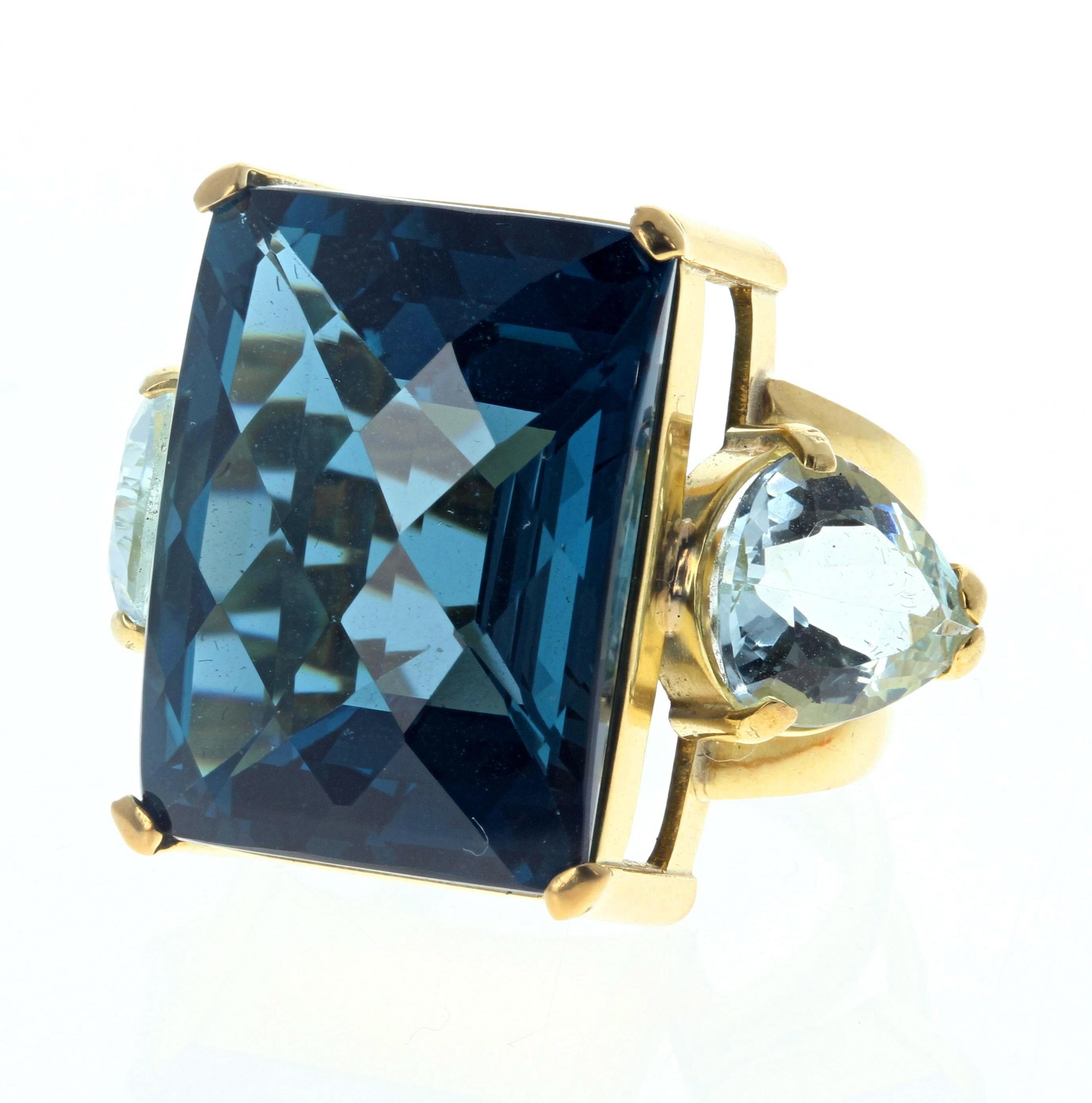 AJD Glittering Gloriously London Blue Topaz & Brilliant Natural Aquamarines Ring For Sale 2