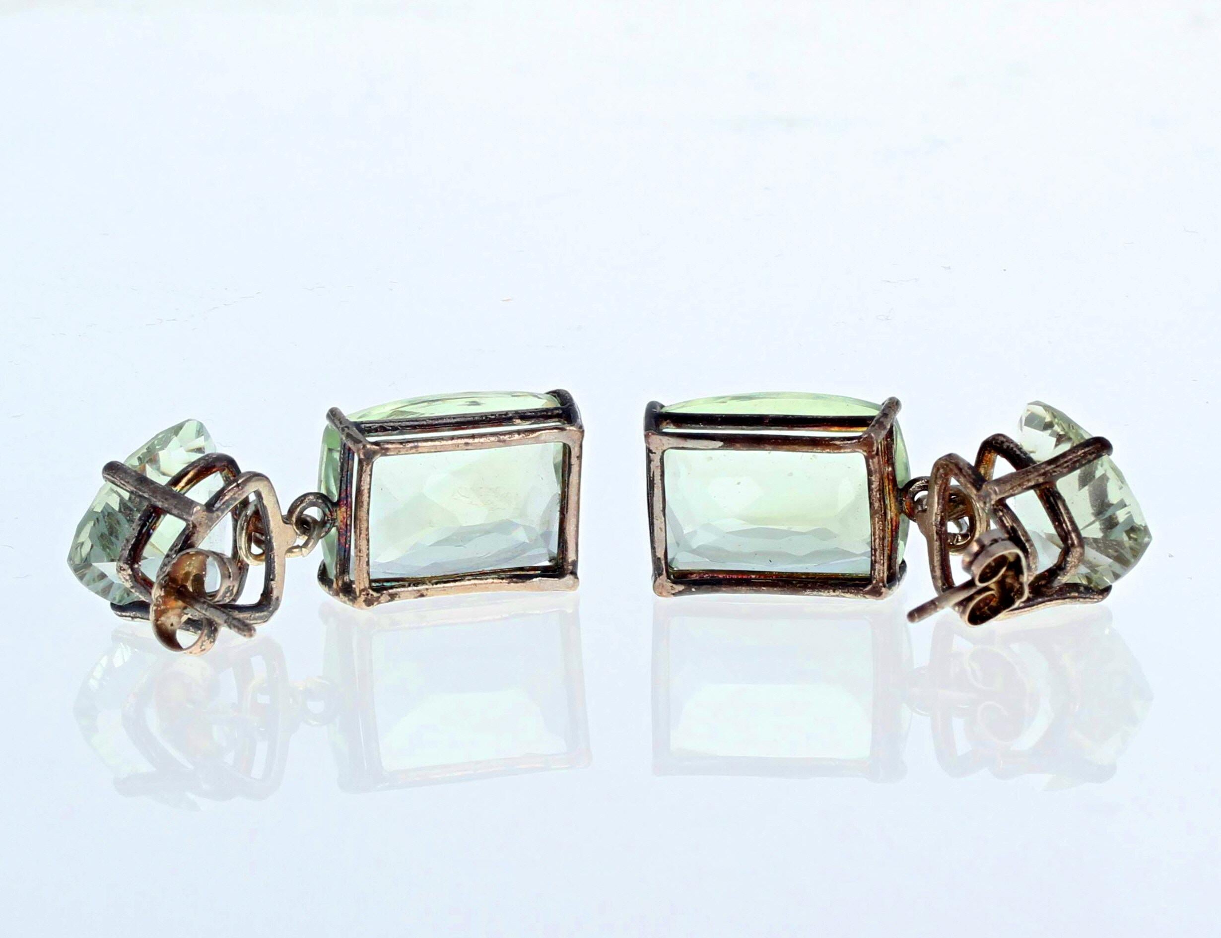 AJD Intensely Brilliant Natural Praziolite & Praziolite Stud Earrings  In New Condition For Sale In Raleigh, NC