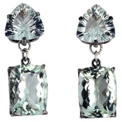 AJD Intensely Brilliant Natural Praziolite & Praziolite Stud Earrings 