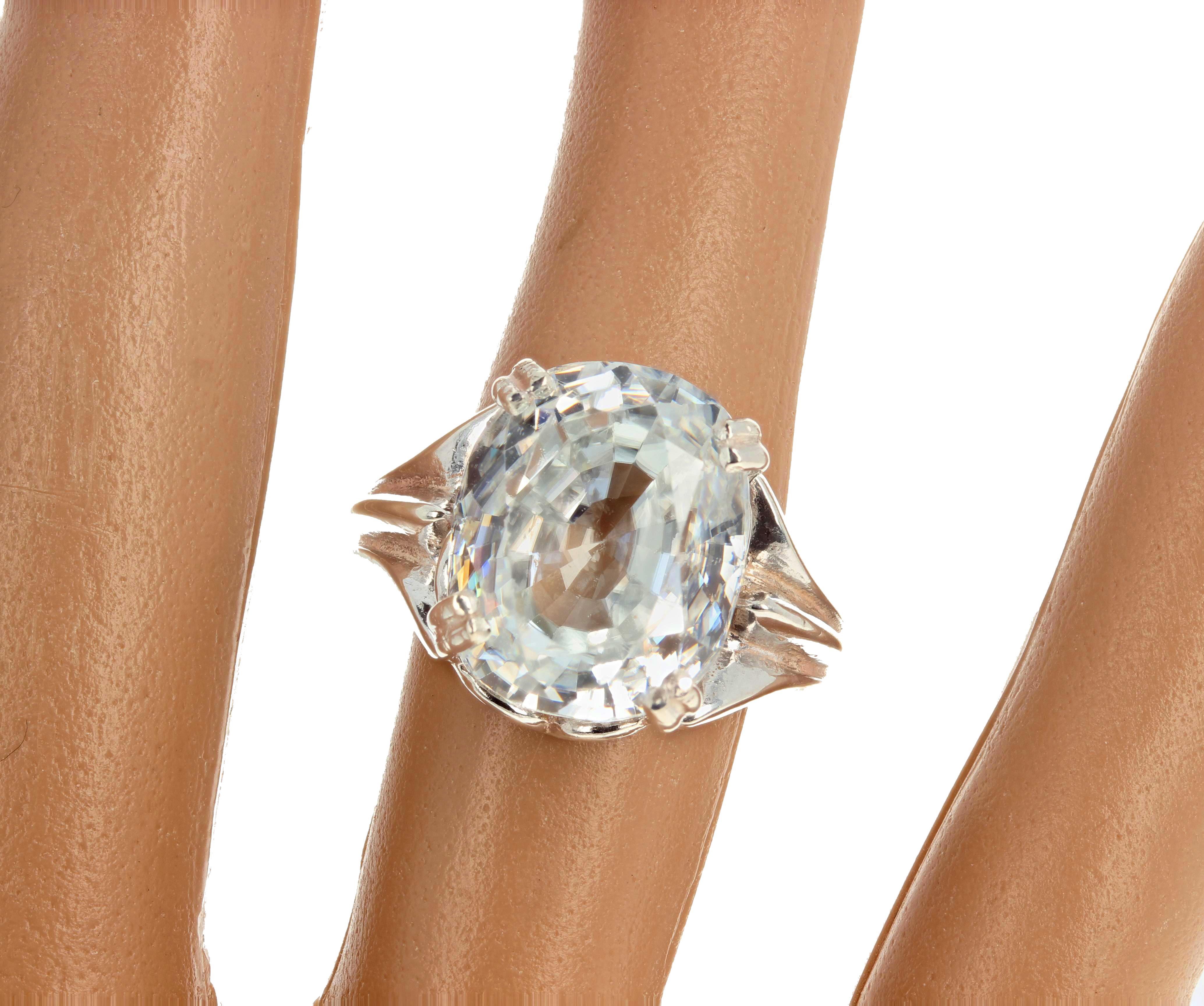 da uomo o donna AJD INTENSAMENTE SCINTILLANTE  VERO anello d'argento con zircone cambogiano naturale da 15,69 carati in vendita