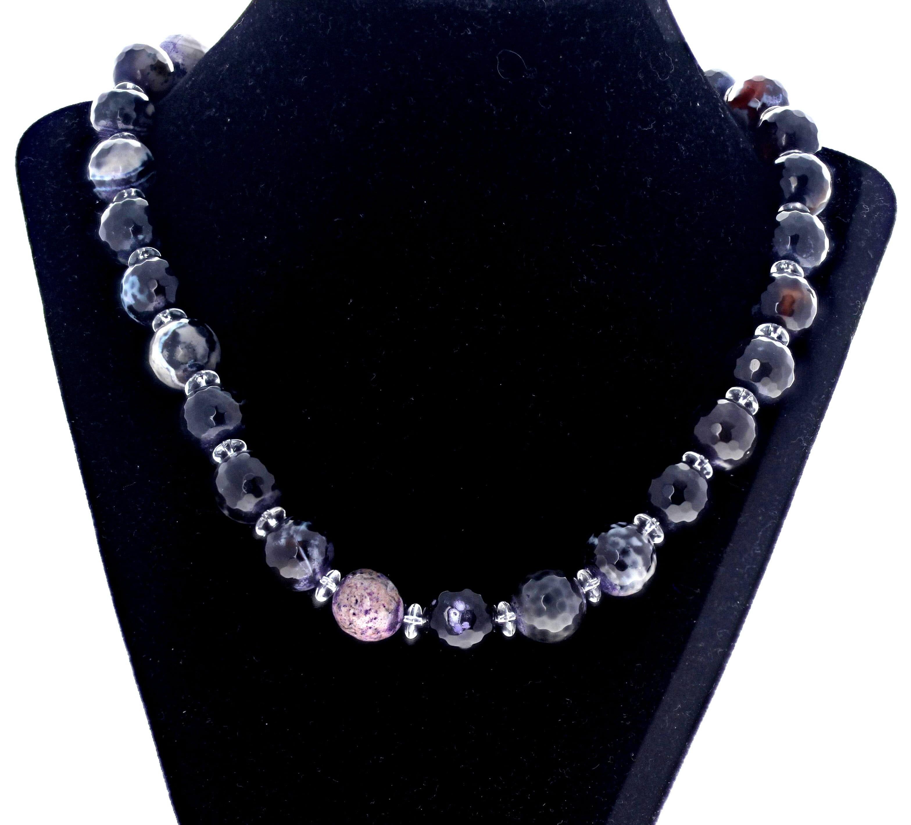 AJD intéressant collier de 19 pouces en agate de feu et quartz blanc naturel Neuf - En vente à Raleigh, NC