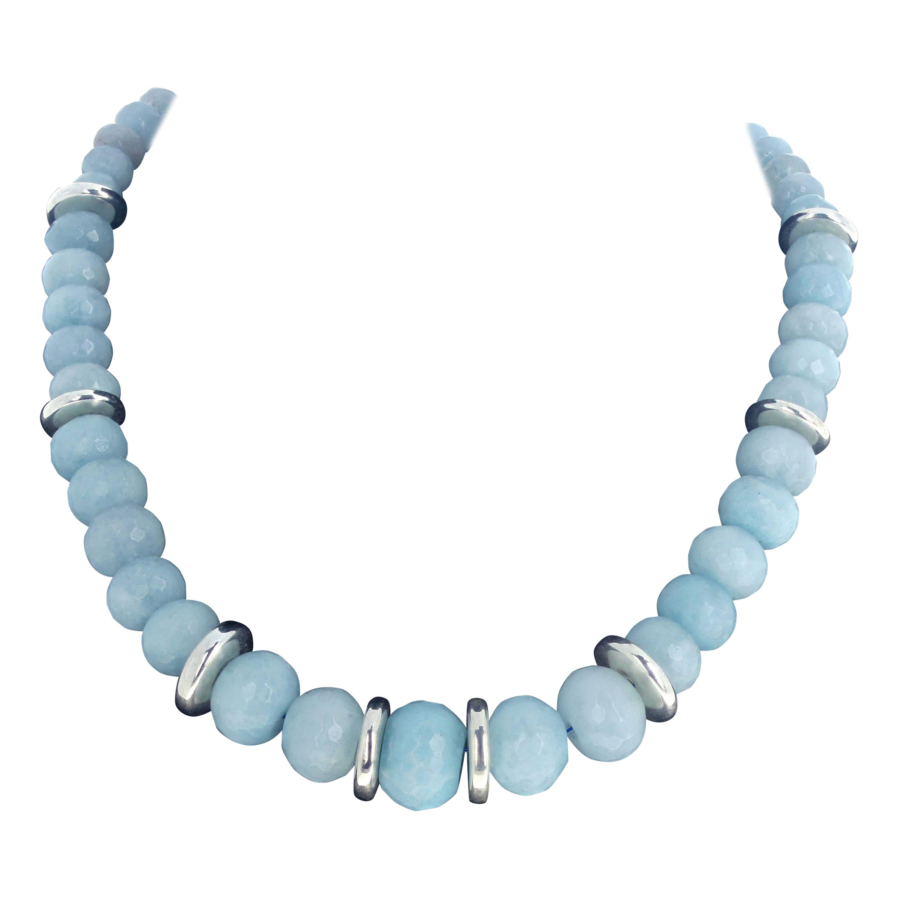 AJD Interesante Collar de Aguamarina Real "Sobresaliente" de 18" de longitud