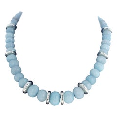 AJD Interesante Collar de Aguamarina Real "Sobresaliente" de 18" de longitud